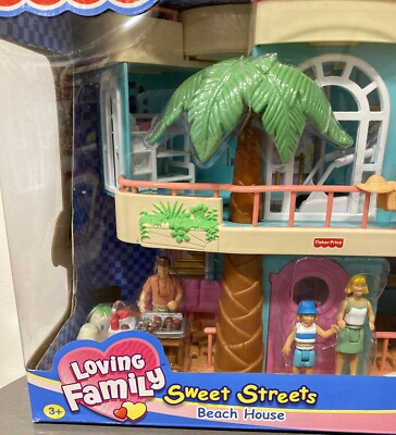 RARE! 2001 Fisher Price Sweet Streets BEACH HOUSE Loving Family