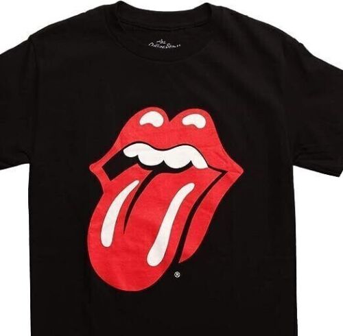 T-shirt unisex Rolling Stones - lingua classica - magliette nere 100% cotone - Foto 1 di 3