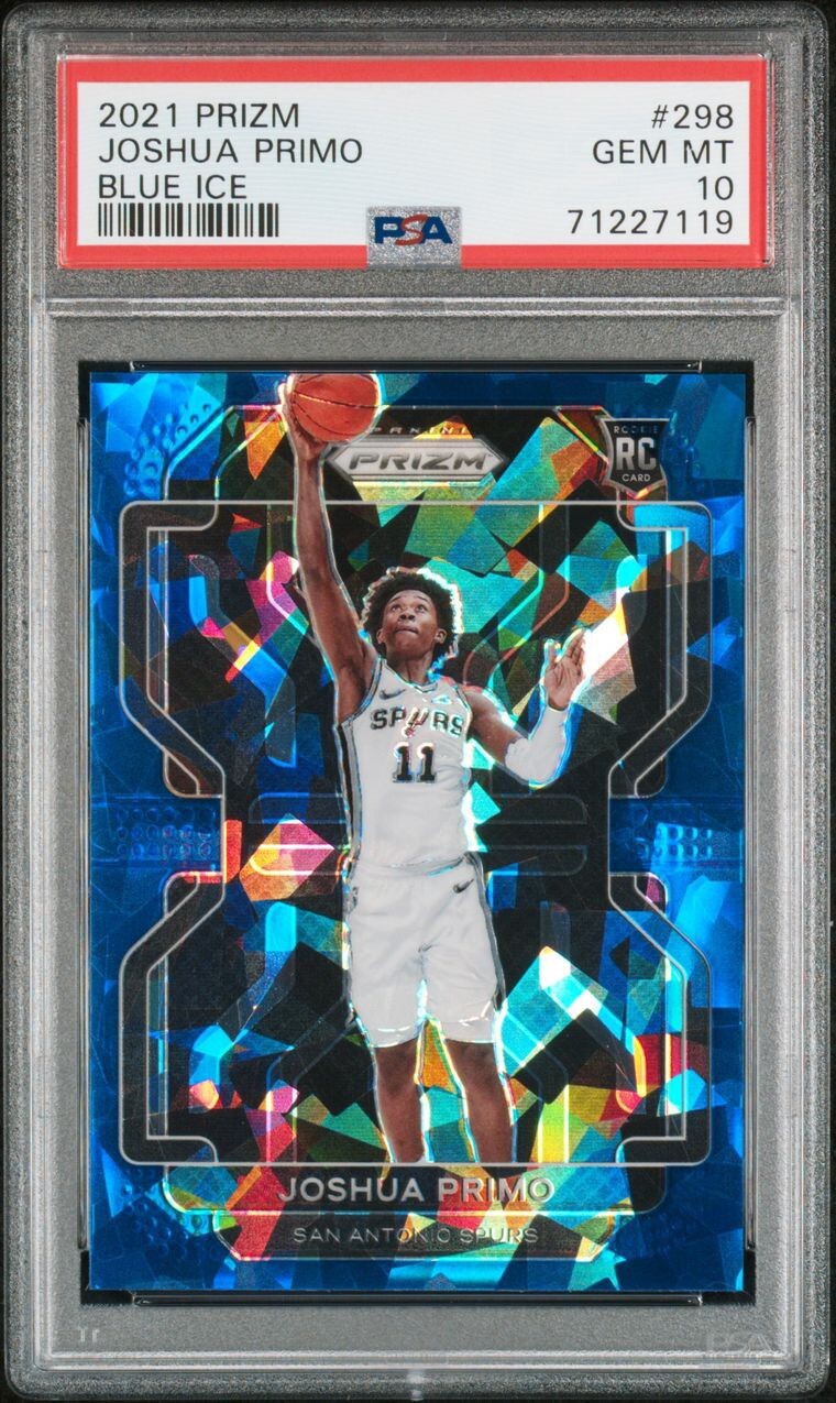 2021-22 Panini Prizm Blue Ice #/125 JOSHUA PRIMO RC Rookie #298 PSA 10 Gem Mint