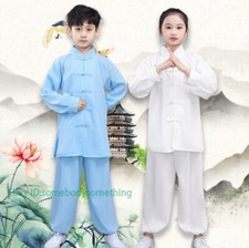 Kids Unisex Linen Kung Fu Tai Chi Uniform Martial Arts Suit Wushu Clothes Outfit
