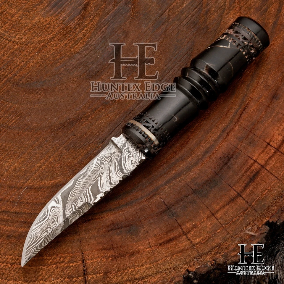 HUNTEX Handmade Damascus Blade, Buffalo Horn Handle 210 mm Exotic Skinning Knife - image 4 of 4