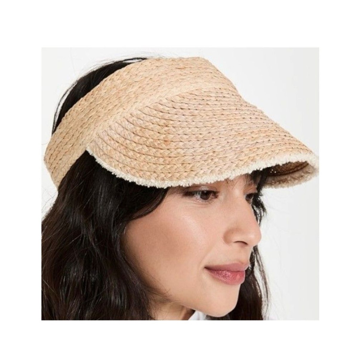NWT Revolve Hat Attack Raffia Straw Adjustable Pocket Visor  display picture 3