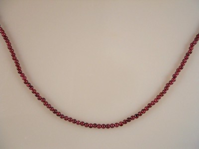 Sterling Silver, Smooth Round Shape 2 mm Garnet Necklace