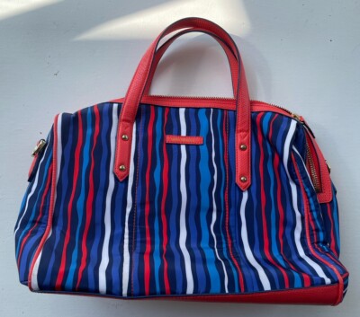 Vera Bradley Preppy Poly Marlo Blue Red Stripe Satchel Tote  display picture 3