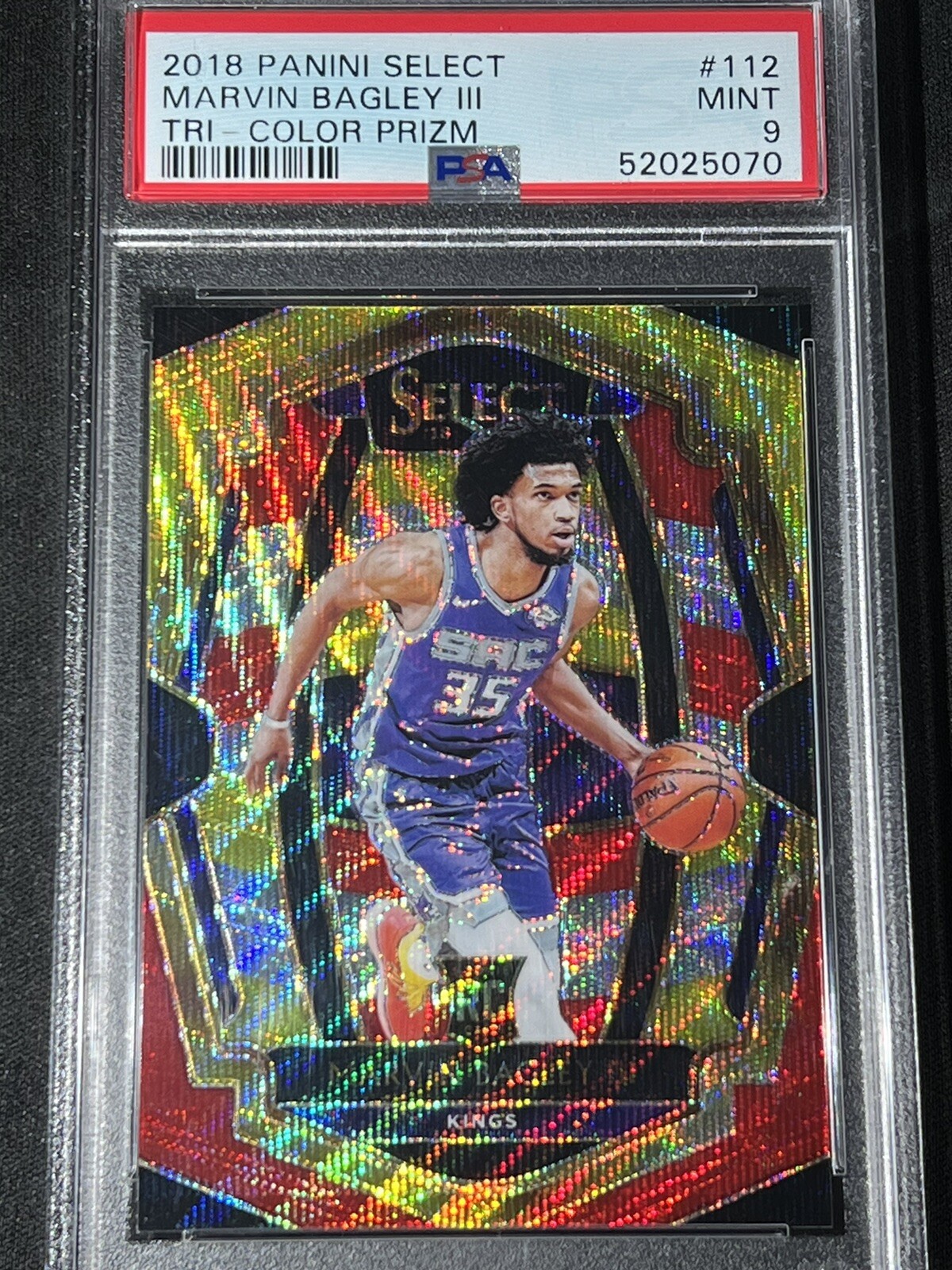 PSA 9 2018 Select Tri-color Prizm Marvin Bagley III #112 Premier Lvl RC Kings