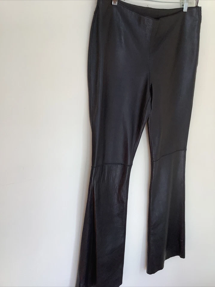 Pantalones de Moto John Carlisle 8 Vintage Cuero Western Negro Acampanado Grunge Foto 3 de 4