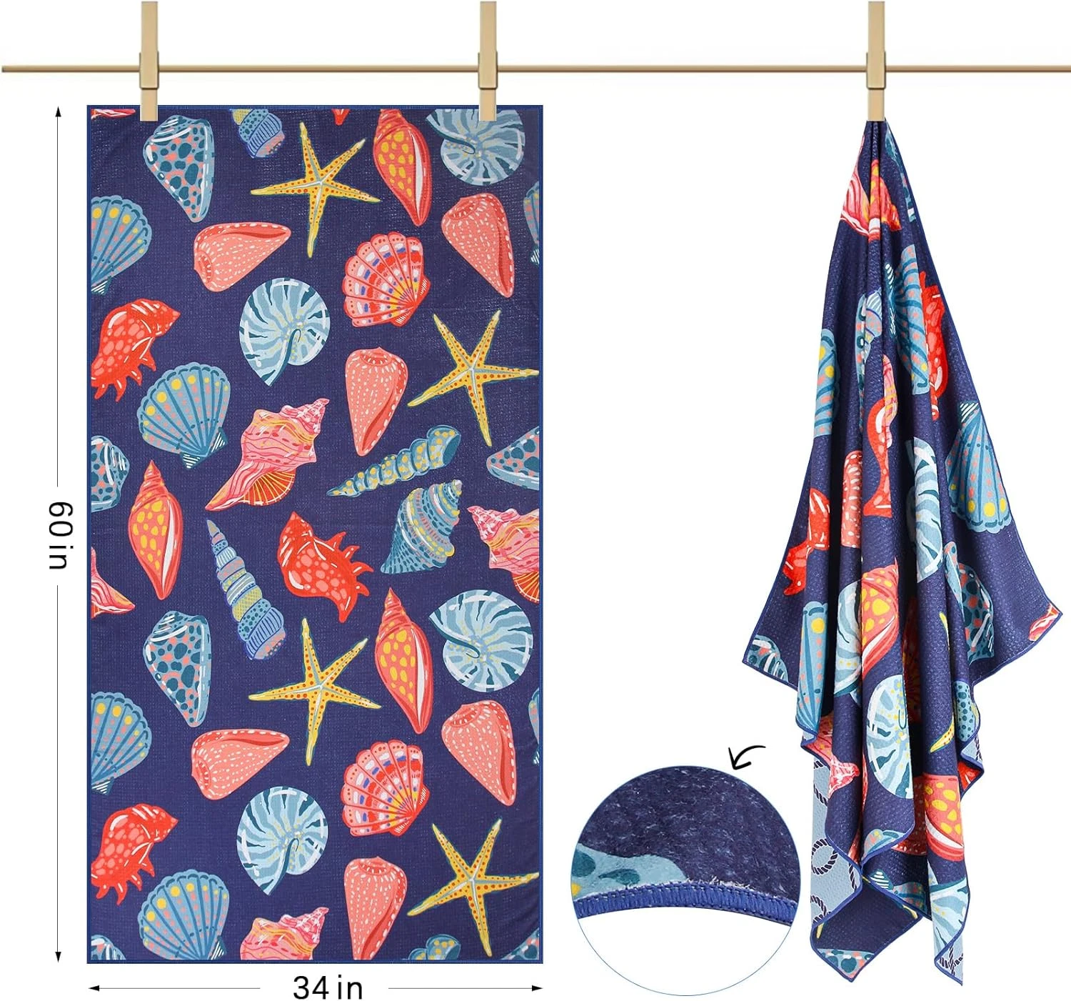 Microfiber Waffle Beach Towels,Ultra Soft and Sand Free Beach Essentials,High Ab