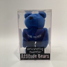 WWF ATTITUDE BLUE BEAR BEANIE PLUSH SMELL WHAT THE ROCK IS COOKING VINTAGE 1999
