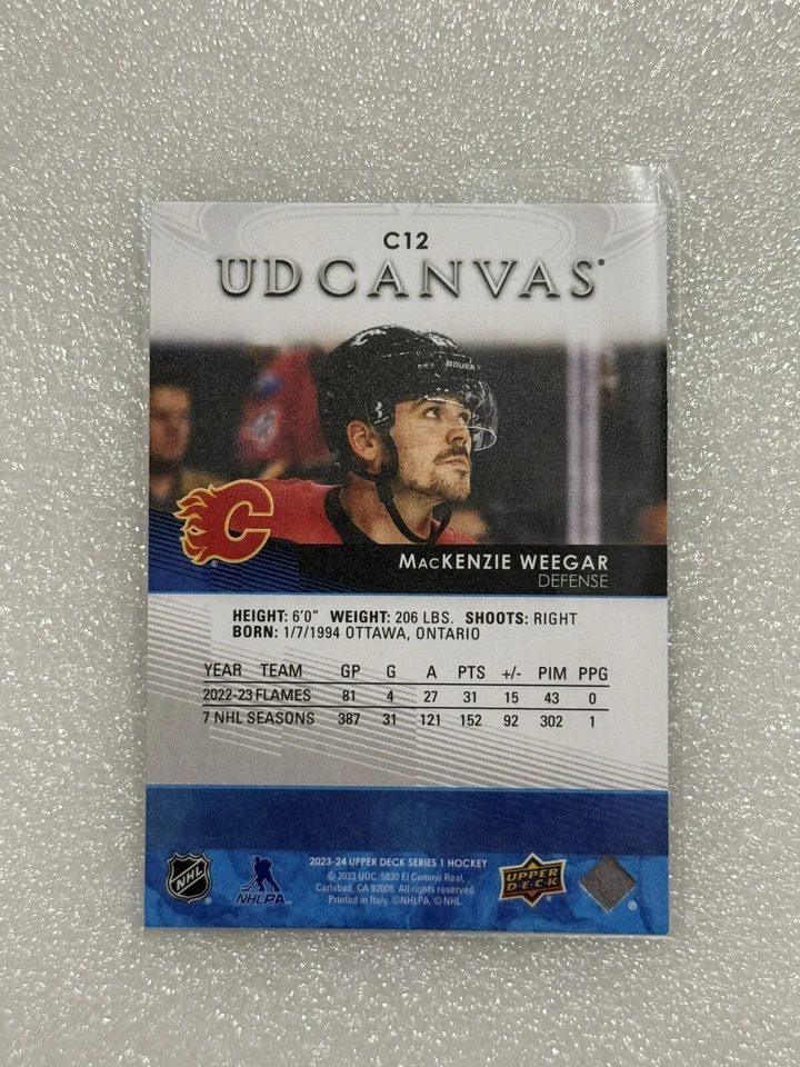 2023-24 Upper Deck Series 1 MacKenzie Weegar UD Canvas #C12 Calgary Flames - Image 2 of 2