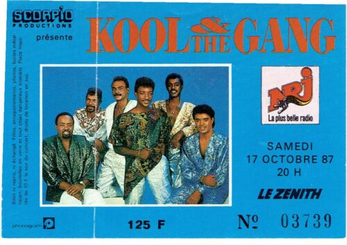 KOOL & THE GANG rare ticket concert used. 1987 Le Zenith. N° 03739. Bon état - Photo 1/2