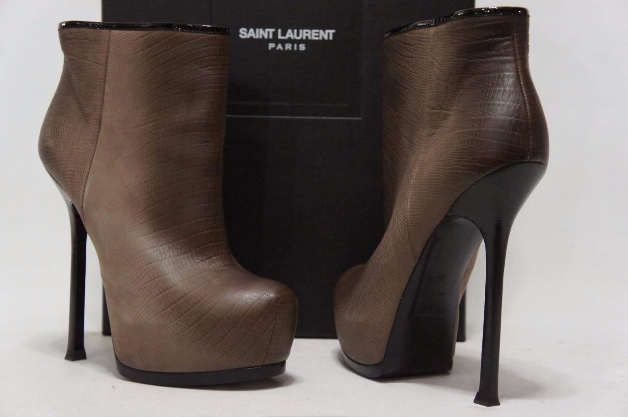 STIVALETTI YVES SAINT LAURENT TIRBUTE LIZARD PLATEAU IN PELLE 39 9 $1074