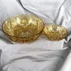 Vintage MCM Anchor Hocking Chip and Dip Set Amber Medallion Honey Gold Star