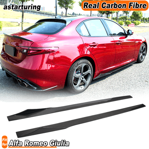 For Alfa Romeo Giulia 17-20 REAL Carbon Fiber Side Skirts Extension Lip Spoiler  - Bild 1 von 13