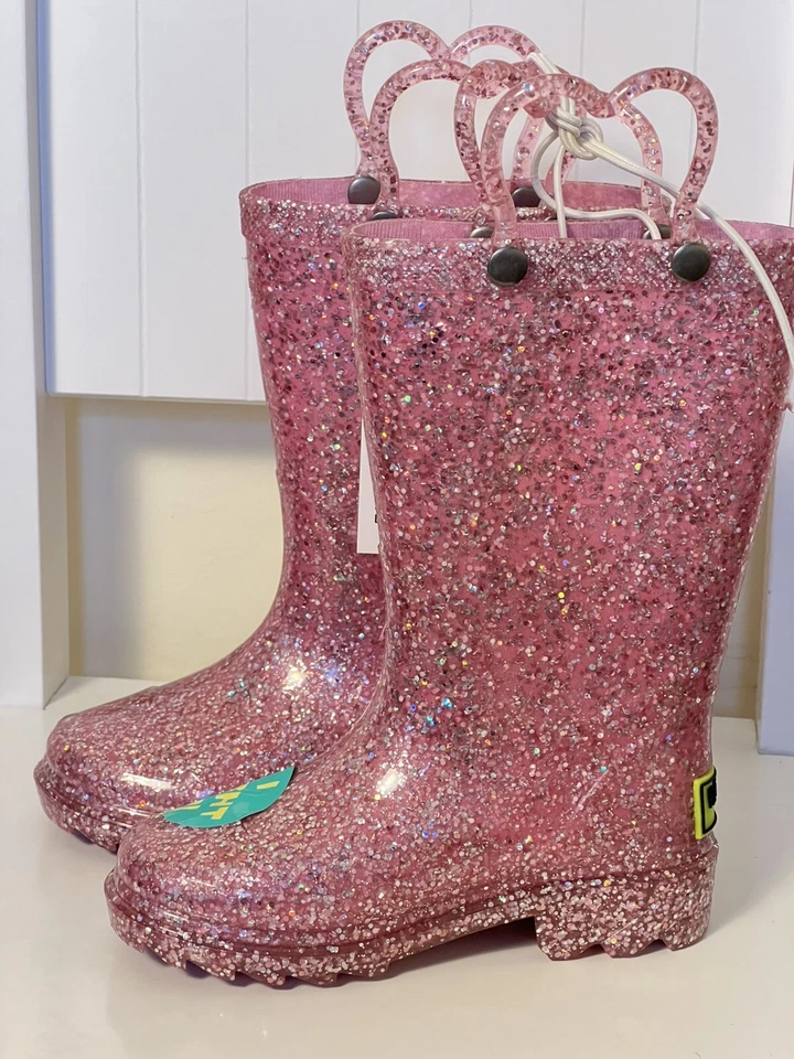 Botas de lluvia Western Chief para niñas pequeñas Abby Glitter rosa 7T iluminadas brillantes elegantes Foto 4 de 4
