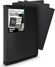12x18 Art Portfolio Binder with Mounting Paper (Black), Large Portfolio Folder