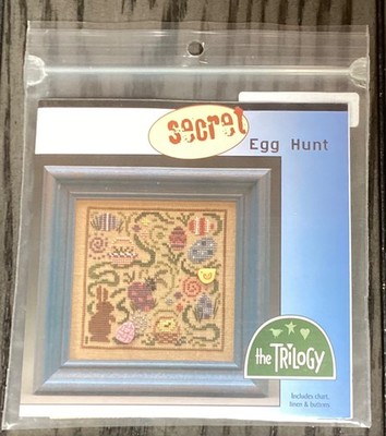 Secret Egg Hunt   The Trilogy Cross Stitch Kit   Linen, Button & Needle   New