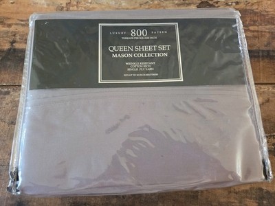800 Thread Count Luxury Sateen Queen Sheet Set Mason Collection,Gray,New!