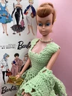 1964 Vintage SWIRL PONYTAIL BARBIE ORIG BOX Lime Green DRESS JAPAN SHOES PURSE +