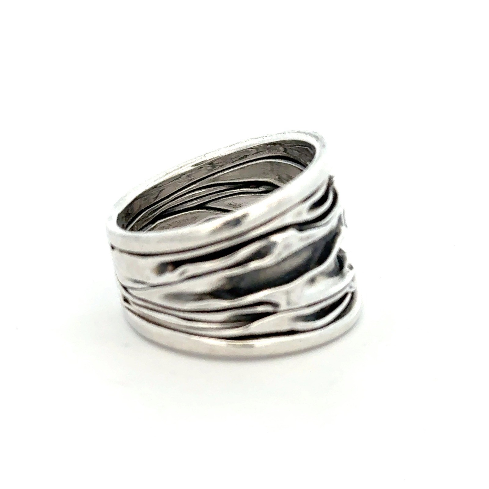 Unique Brutalist Statement Band Ring Abstract Wav… - image 2