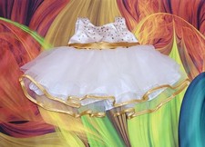 Build A Bear Elegant Dress White Gold Sequin Tulle Teddy Clothes Outfit 22A