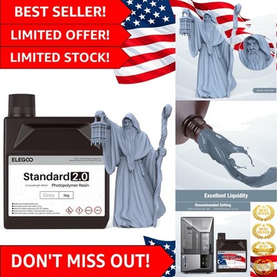 Non-Toxic 2.0 Grey Resin for LCD DLP 3D Printing - 2000g Superior Quality