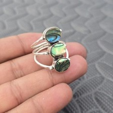 Abalone Shell Ring Sterling Silver Boho Gemstone Anniversary Ring All Size R 513