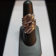 Sterling Silver 925 Modernist Ring Size 6, Unbranded, Water Themed, 6.37g