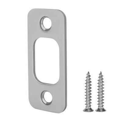 Round Corner Deadbolt Strike Plate, 1'' X 2 1/4  Door Backplate, Stainless