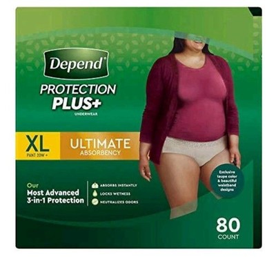 PROTECTION PLUS ULTIMATE UNDERWEAR FOR WOMEN, XL (80 COUNT)