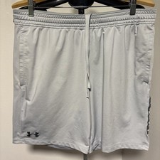 Under Armour HeatGear Mens Gray Athletic Training Shorts Fitted Large L Pockets
