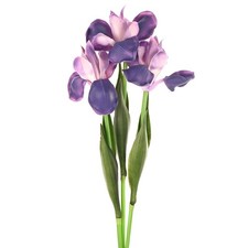 3-Pack Artificial Iris Flowers 18 Inch for Home Light Purple