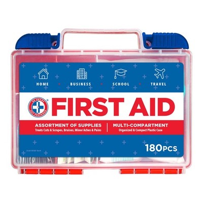 180 Piece First Aid Kit, Home and Work First Aid Kit, Travel First Aid Kit
