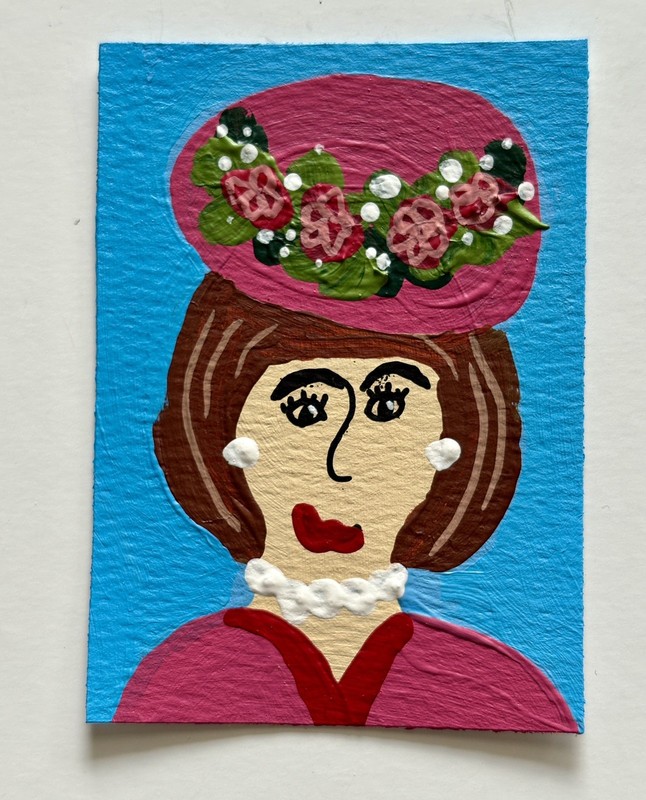 ACEO Original Acrylic Painting Portrait of Rosemary