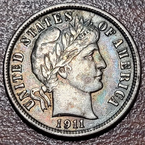 1911 Barber Dime Choice VF Original Toning No Issues Silver 10c Coin