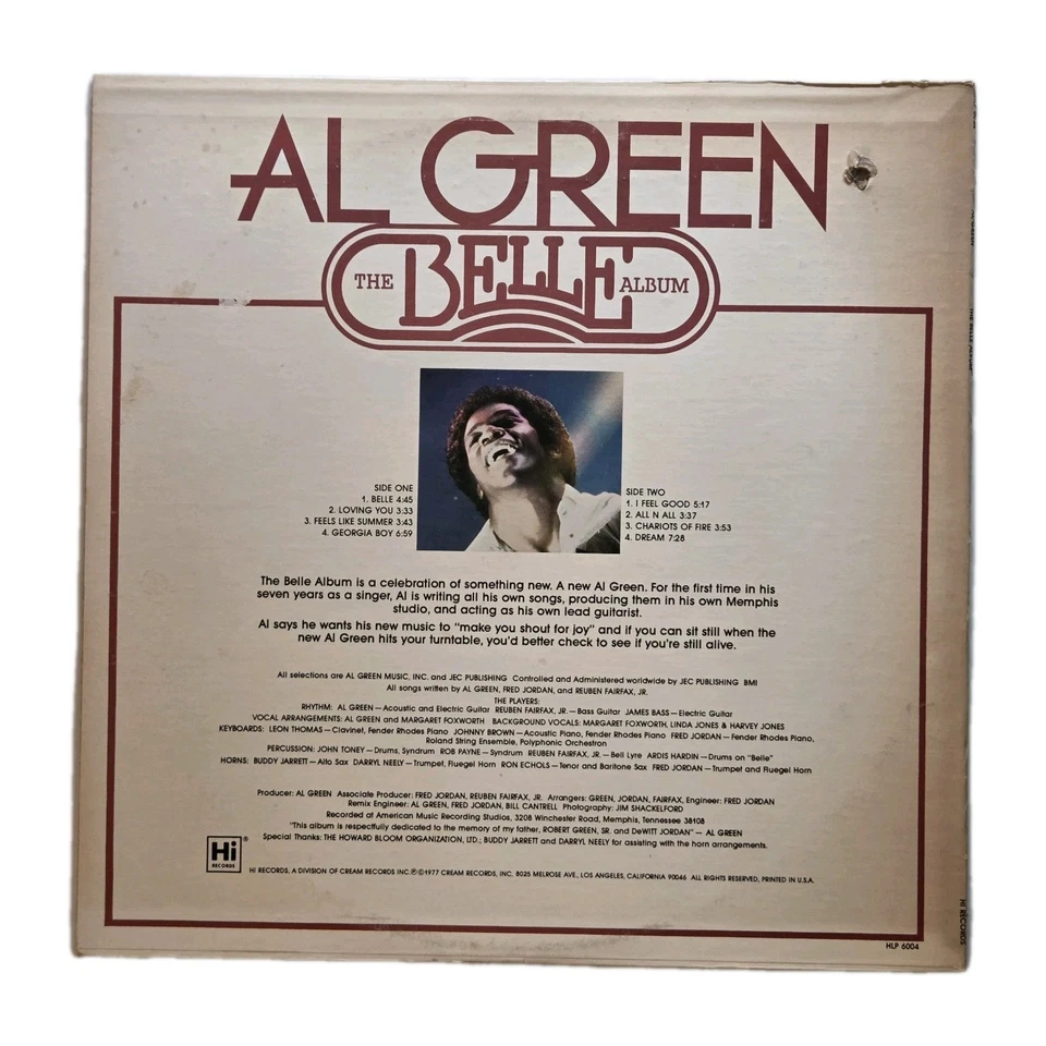 AL GREEN "The Belle Album" RARE 1977 US (Hi Records) 8Tk VINYL LP Soul - Image 2 of 4