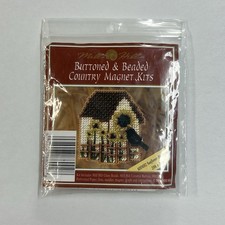 Mill Hill Buttoned  Beaded Country Magnet Kit Sunflower Birdhouse Pre-Worked