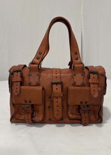 Authentic MULBERRY Roxanne Top Handle Shoulder Bag Leather Brown Boho Y2K