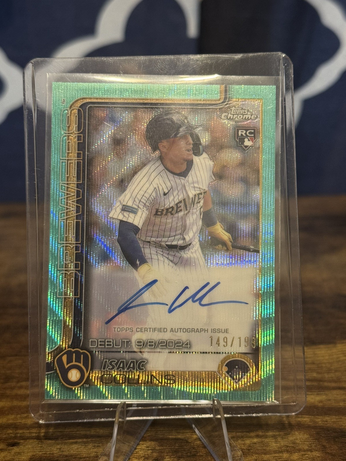 2025 Topps Chrome Isaac Collin’s Aqua Shimmer Auto /199 & Refractor /499 