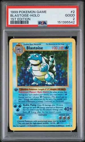 1999 POKEMON BASE SET 1ST EDITION #2 BLASTOISE-HOLO PSA 2