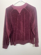 Pact Womens Organic Cotton M Pure Velour Crew Pullover Sweatshirt Burgundy