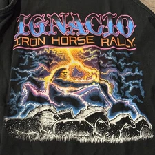 Vintage Ignacio Iron Horse Rally Mens S USA Black Tank Top Lightning Harley