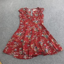 Denim And Supply Dress Womens 10 Red Floral Fit Flare Boho Mini Ralph Lauren
