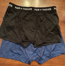 Pair of Thieves Mens Super Fit Boxer Briefs Small Cooling Mesh Black Blue 2pk