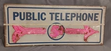 Public Telephone 5c Calls Vintage Metal TIN Sign 