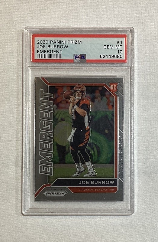 JOE BURROW RC 2020 PANINI PRIZM EMERGENT ROOKIE CARD #1 PSA 10 GEM MINT