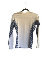 Rip Curl Rashguard Womens Medium White Blue Beach Water Swim SPF Top 5422