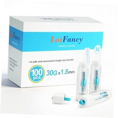  Lancets for Diabetes Testing, 30 Gauge, 100 Count Safety Lancet, 1.8mm Depth, 