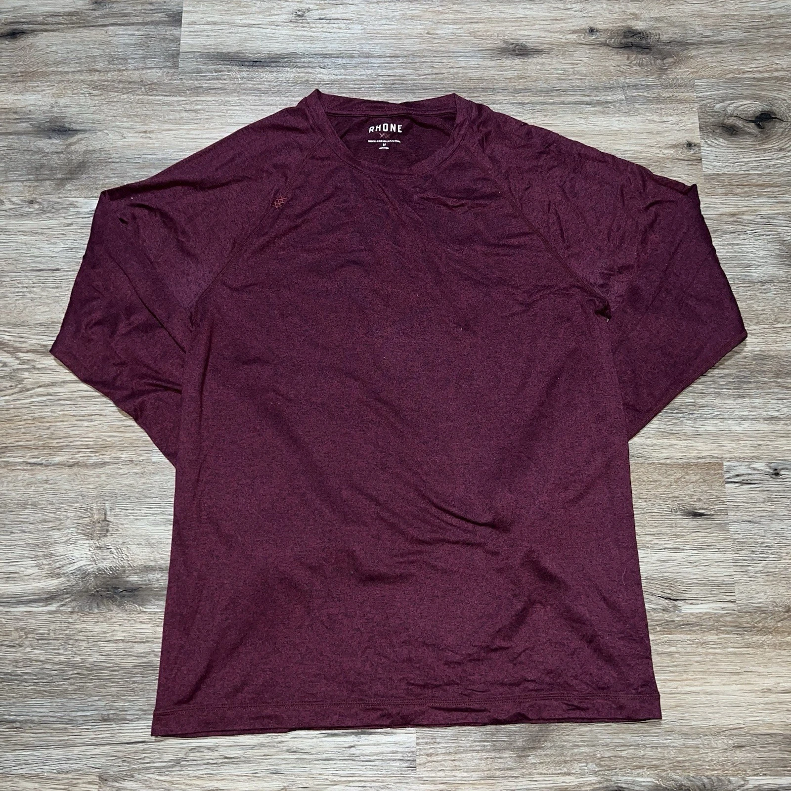 Rhone Reign Long Sleeve Shirt In Zinfandel Heather Men's Size Medium