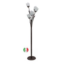 Piantana da terra in ferro battuto Liberty 5 luci Tulip Made in Italy 