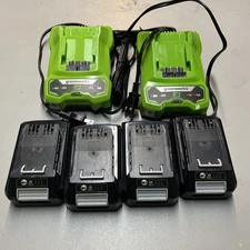 4PACK GENUINE GREENWORKS 24V MAX 2.0AH USB RECHARGEABLE BATTERY BAG708 2 Charger